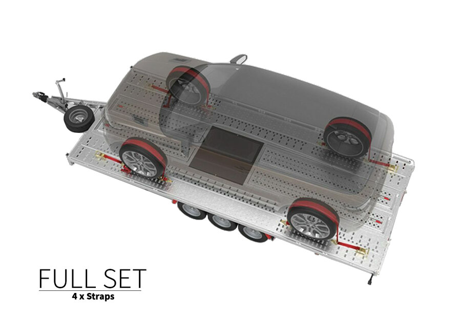 Photo of (Set of 4) Car Trailer Transporter Over-Wheel Ratchet Strap Assembly