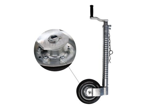 Extra Heavy Duty Ifor Williams Trailer 48mm Serrated Jockey Wheel Assembly with Bolted Wheel - P0475BW