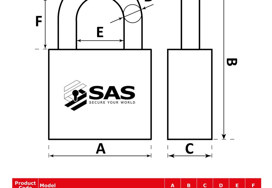SAS Twin Pack Padlock Dimensions