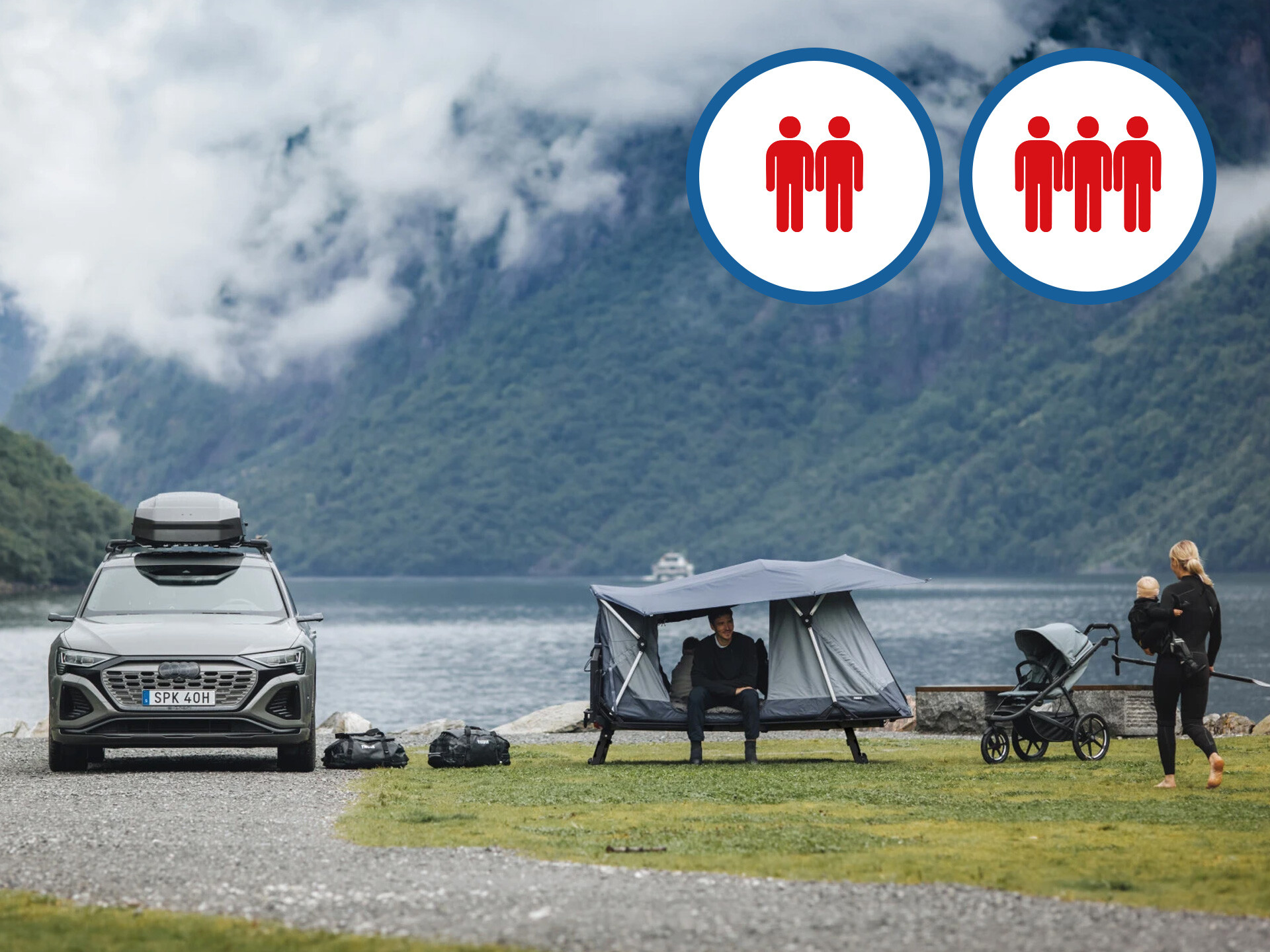 Thule Outset Towbar Mounted Tent camping in the mountains