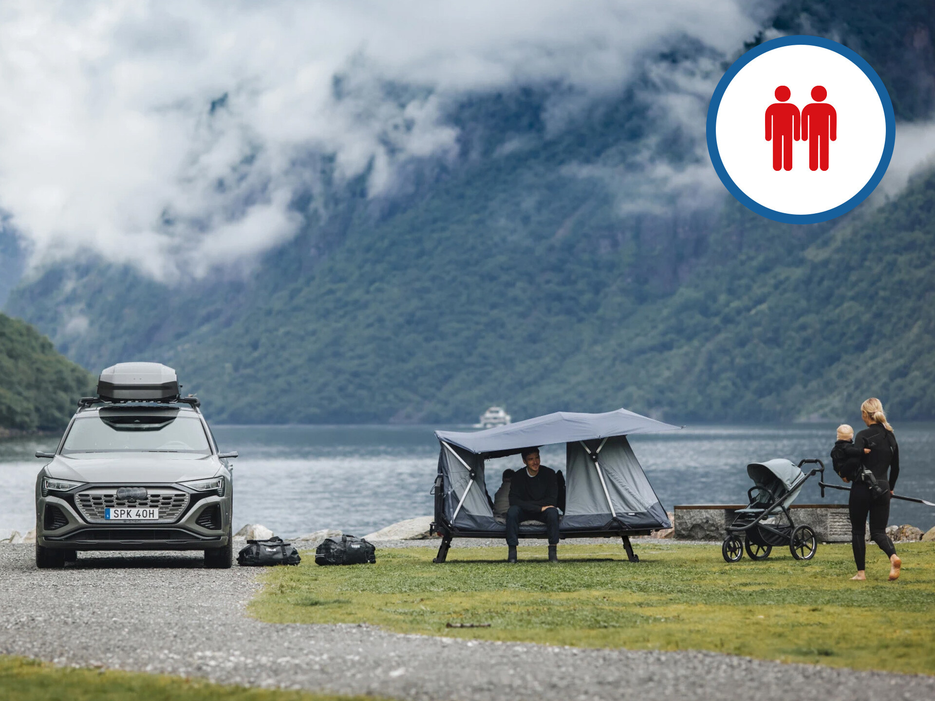 Thule Outset Towbar Mounted Tent camping in the mountains