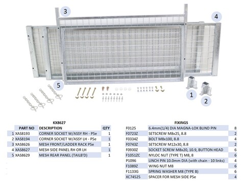 Ifor Williams P5e Tailboard Mesh Extension Side Kit - KX8627