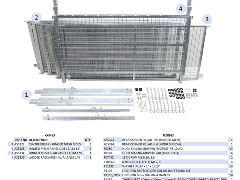 Ifor Williams LM125 & LT125 Mesh Extended Side Kit - KX8455