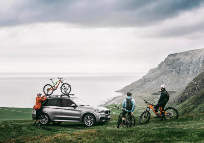 Out on a bike ride using their Thule upride bike carriers