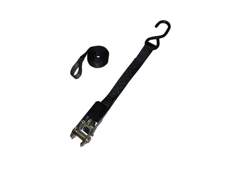 Ratchet Strap Assembly 25mm x 2m Rubber S Hook & Loop 500kg Strap