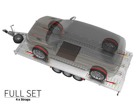 (Set of 4) Car Trailer Transporter Over-Wheel Ratchet Strap Assembly