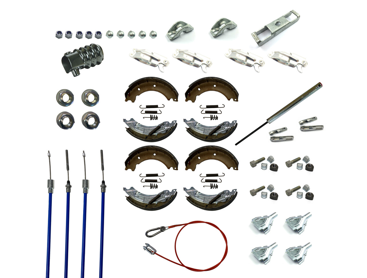 Kit Completo Freni E Cavi Per Rimorchi Ifor Williams GD85 & GD105 2700kg: Include Pattini, Molle, Regolatori Ed Espansori