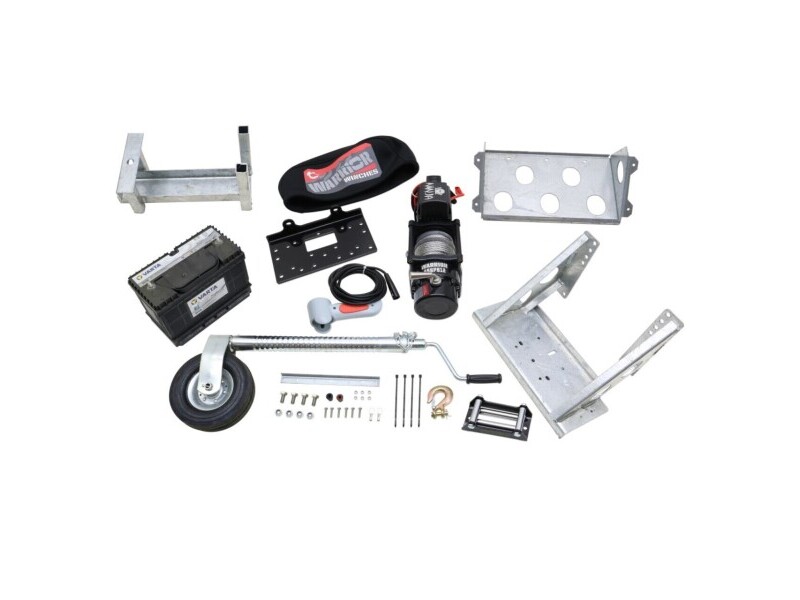 Ifor Williams Flatbed Electric Winch Kit, Battery, Spare Wheel Bracket & Jockey Wheel - KX6165