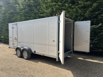 Used Humbaur 4.5m x 1.74m Enclosed Double Insulated Box Trailer