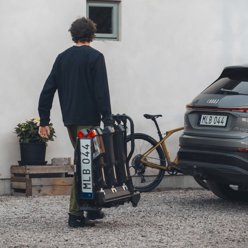 Thule Easyfold 3 2 Bike Carrier folded view carrying onto car