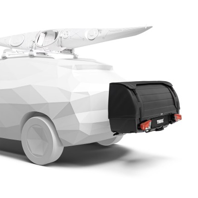 Thule Onto 2 storage box on towbar with roof bars  / kayak