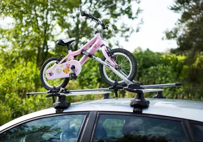 Kids bike on a Roof mounted bikerack Thule Freeride