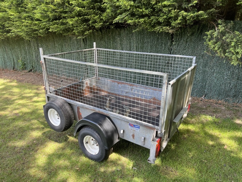 Used Ifor Williams P6e unbraked trailer with ramp, mesh side kit, spare wheel and Bulldog wheel clamp fully serviced and ready for sale
