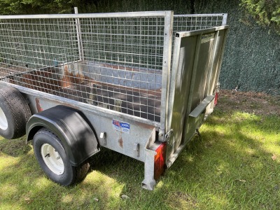 Used Ifor Williams P6e unbraked trailer with ramp, mesh side kit, spare wheel and Bulldog wheel clamp fully serviced and ready for sale