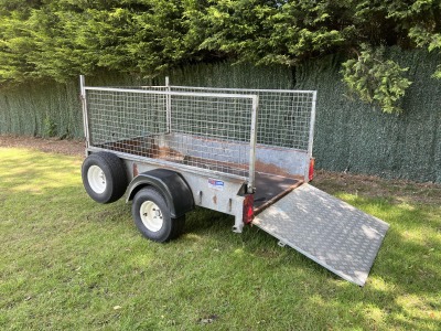 Used Ifor Williams P6e unbraked trailer with ramp, mesh side kit, spare wheel and Bulldog wheel clamp fully serviced and ready for sale