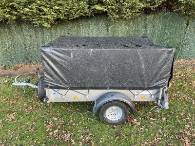 Used Ifor Williams P6e unbraked trailer with ramp, mesh sides and mesh cover