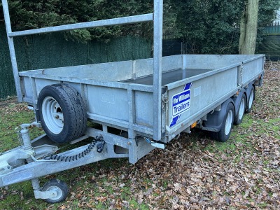 Used Ifor Williams LM146T tri axle flatbed trailer with ramps – 3500kg gross weight