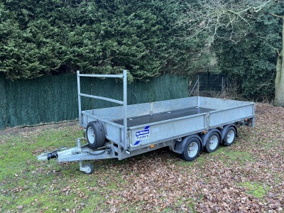 Used Ifor Williams LM146T tri axle flatbed trailer with ramps – 3500kg gross weight