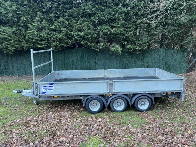 Used Ifor Williams LM146T tri axle flatbed trailer with ramps – 3500kg gross weight