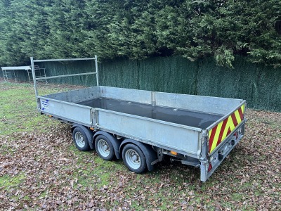 Used Ifor Williams LM146T tri axle flatbed trailer with ramps – 3500kg gross weight