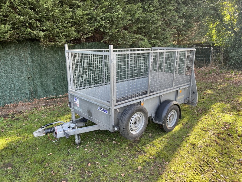 Used 2023 Ifor Williams GD84G single axle general duty trailer with mesh sides and rear ramp