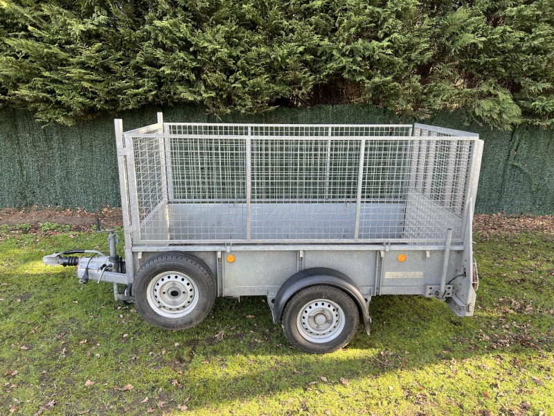 Used 2023 Ifor Williams GD84G single axle general duty trailer with mesh sides and rear ramp
