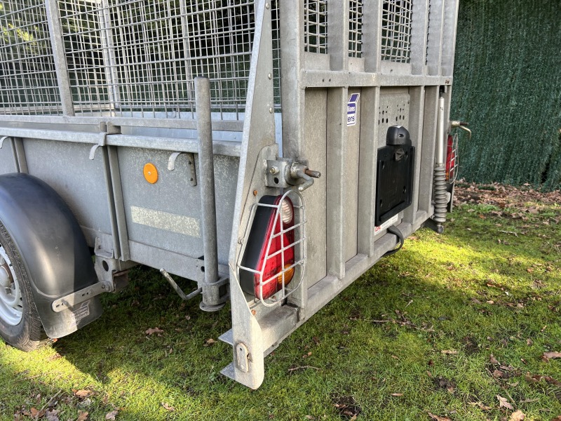 Used 2023 Ifor Williams GD84G single axle general duty trailer with mesh sides and rear ramp