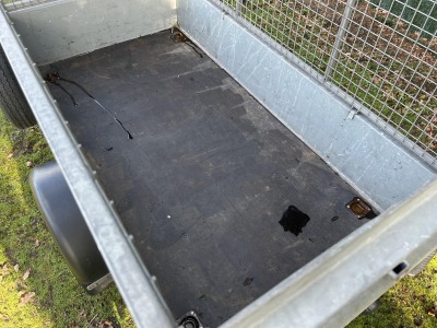 Used 2023 Ifor Williams GD84G single axle general duty trailer with mesh sides and rear ramp