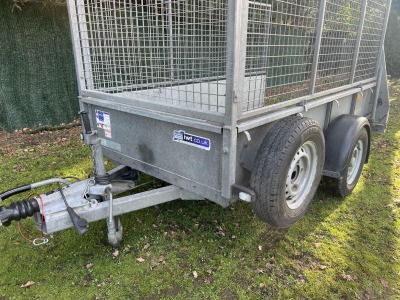 Used 2023 Ifor Williams GD84G single axle general duty trailer with mesh sides and rear ramp