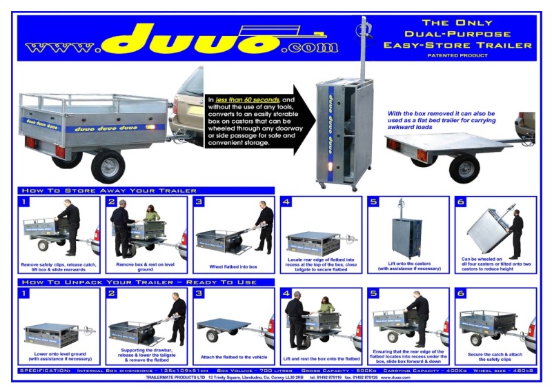Used DUUO Folding Camping / Luggage / Baggage Trailer 