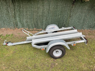 Used Lider Eco single motorcycle trailer with ramp and spare wheel
