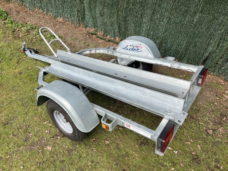 Used Lider Eco single motorcycle trailer with ramp and spare wheel
