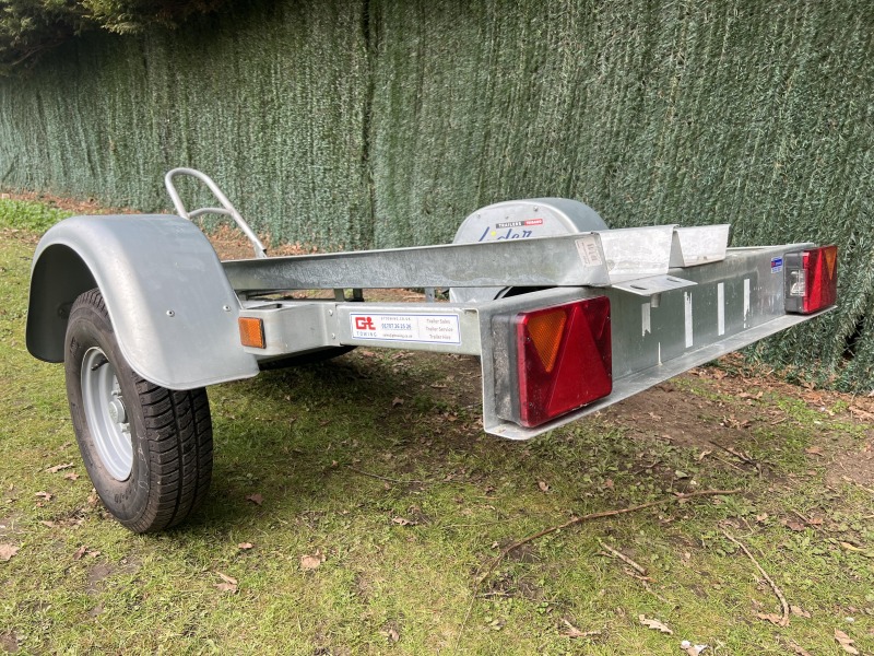 Used Lider Eco single motorcycle trailer with ramp and spare wheel