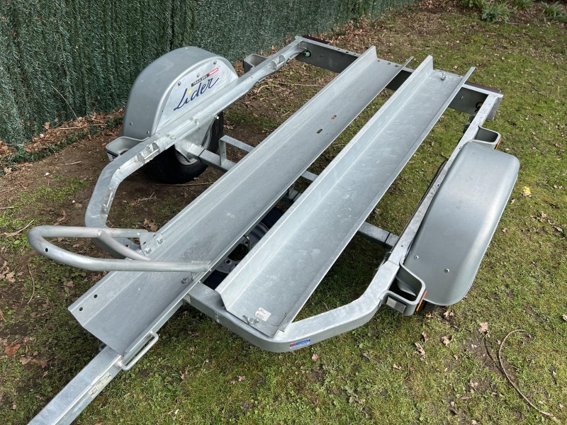 Used Lider Eco single motorcycle trailer with ramp and spare wheel