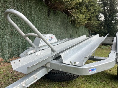 Used Lider Eco single motorcycle trailer with ramp and spare wheel