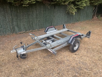 Used 2025 Erde CH451 Double Motorbike Trailer for Sale with Twin Bike Channels and Loading Ramp