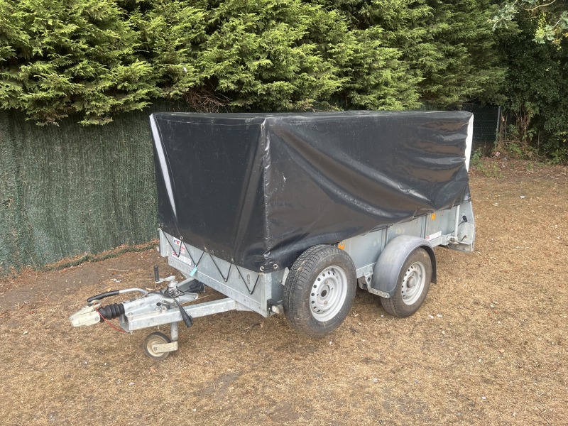 Used 2023 Ifor Williams GD84G Single Axle General Duty Trailer with Mesh Sides and Cover for Sale