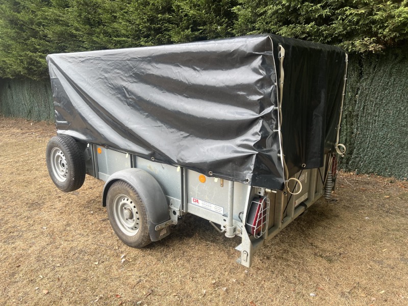 Used 2023 Ifor Williams GD84G Single Axle General Duty Trailer with Mesh Sides and Cover for Sale