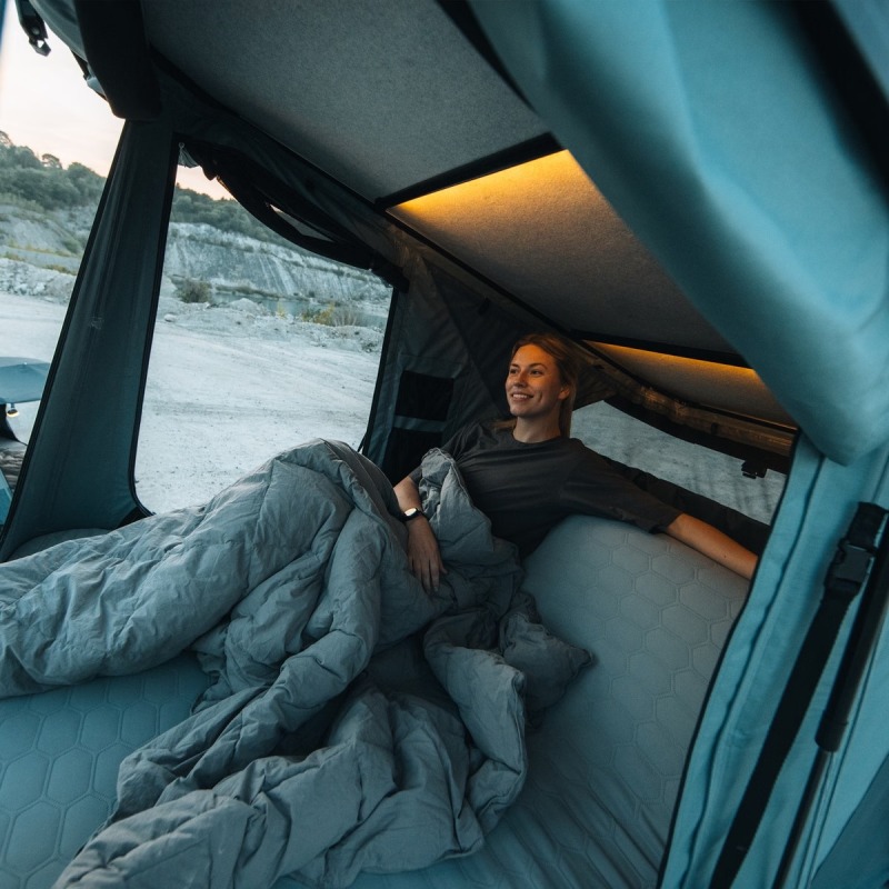 Thule Widesky roof top tent hard shell folding seat mattress with led lighting