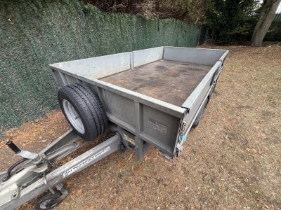 Used 2021 Ifor Williams LM105G flatbed trailer with drop sides and 8ft loading ramps