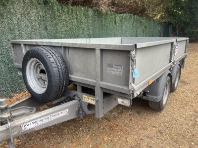 Used 2021 Ifor Williams LM105G flatbed trailer with drop sides and 8ft loading ramps