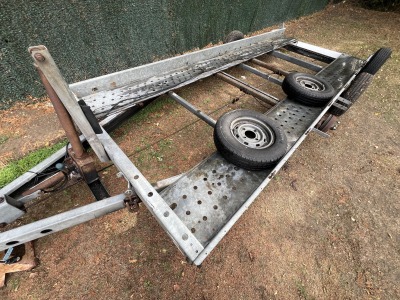 Trade sale 16ft tiltbed car transporter trailer project requiring axles, wheels, tyres and lights