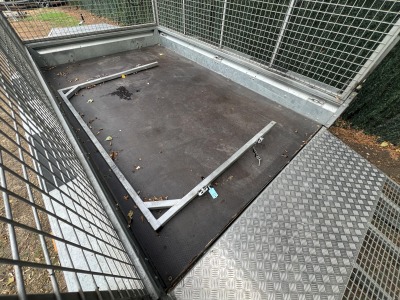Used 2023 Ifor Williams GX106G 3500kg plant trailer with full-width loading ramp and extended mesh sides