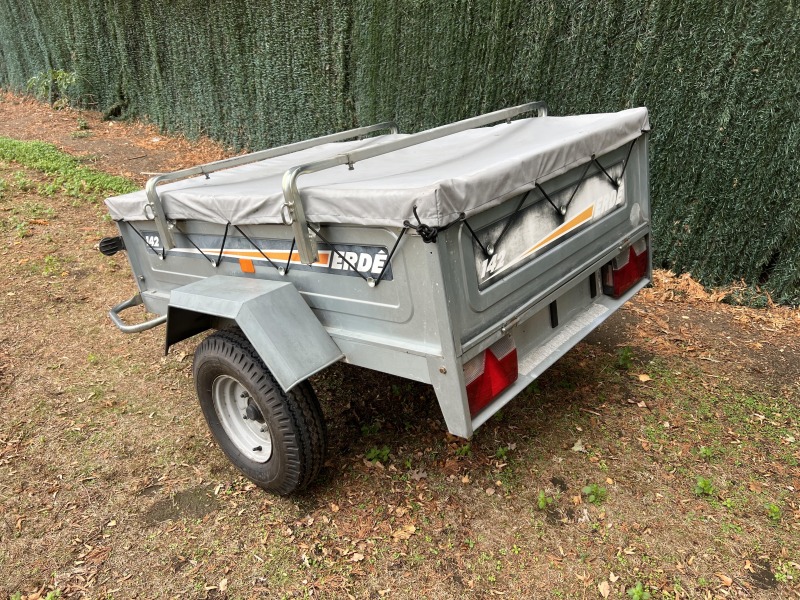 Used Erde 142 camping trailer with soft PVC cover, roof rack and spare wheel at GT Towing