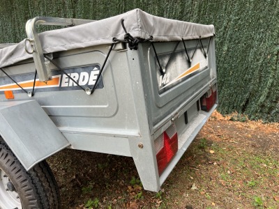Used Erde 142 camping trailer with soft PVC cover, roof rack and spare wheel at GT Towing