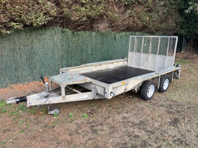 Used Ifor Williams GX106G 3500kg plant trailer with full-width reinforced loading ramp at GT Towing