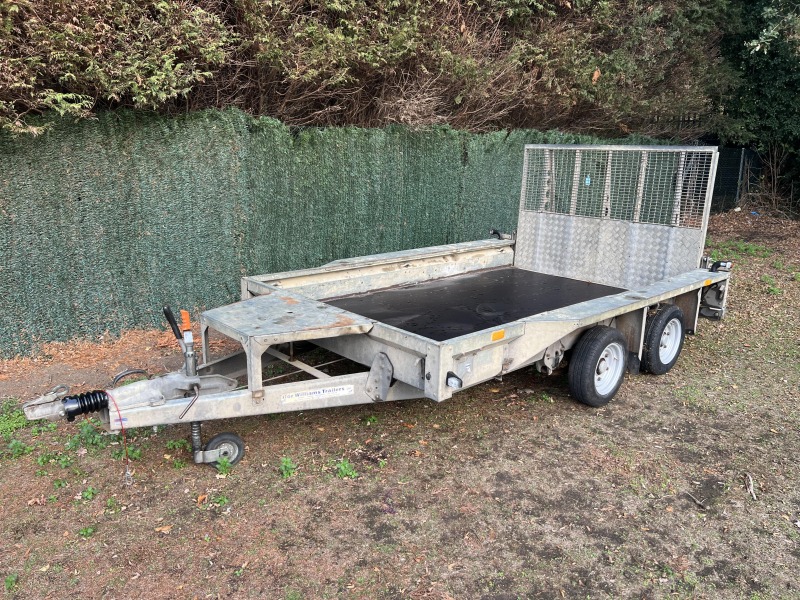 Used Ifor Williams GX106G 3500kg plant trailer with full-width reinforced loading ramp at GT Towing