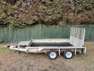 Used Ifor Williams GX106G 3500kg plant trailer with full-width reinforced loading ramp at GT Towing