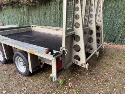 Used Ifor Williams GX106G 3500kg plant trailer with full-width reinforced loading ramp at GT Towing