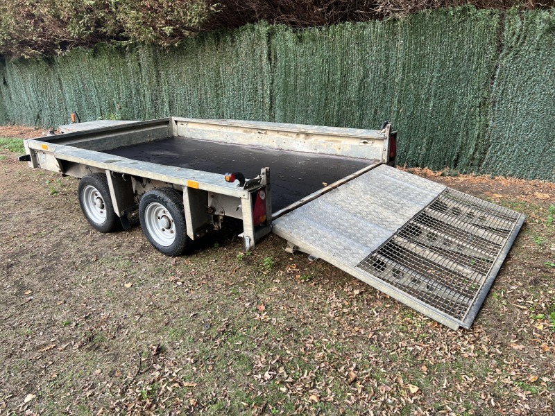 Used Ifor Williams GX106G 3500kg plant trailer with full-width reinforced loading ramp at GT Towing